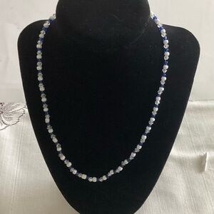 Elegant Blue and White Beaded Necklace